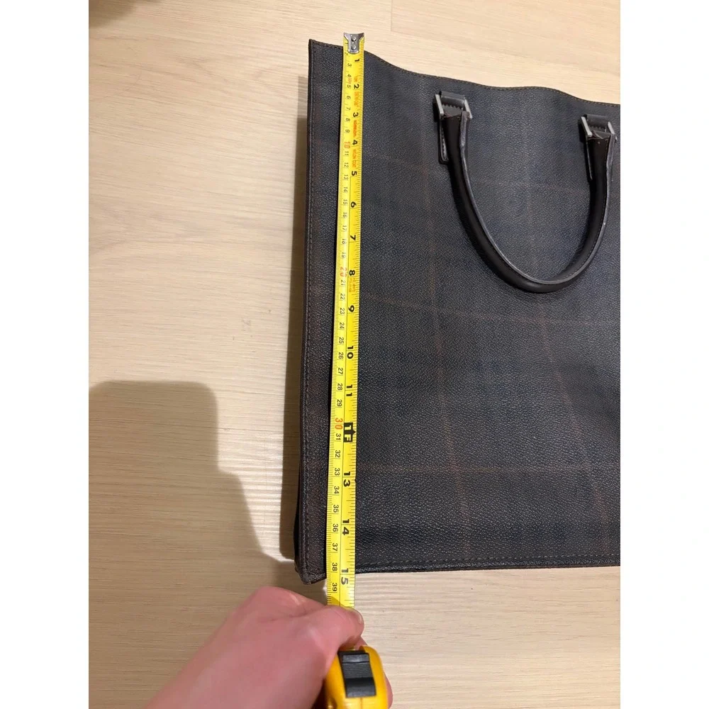 Burberry London Smoked Check Tote Bag Brown Leather Trim Made in Italy - Picture 4 of 14
